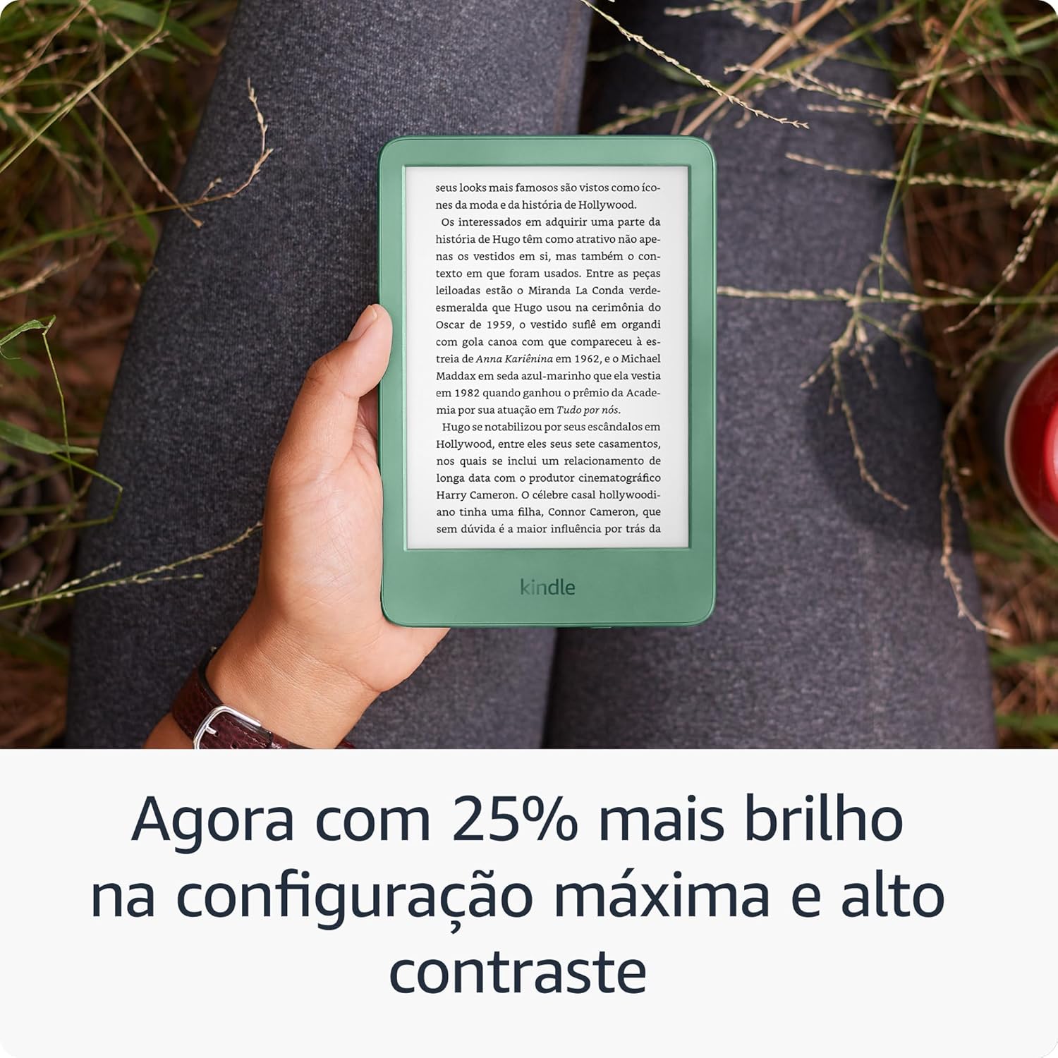 Kindle (16 GB – modelo 2024) – Leve e compacto, com tela antirreflexo, trocas de página mais rápidas, luz frontal ajustável e bateria de longa duração – Cor Verde