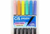 Caneta Brush Pen Cis Aquarelável com 6 cores Básica – Pastel – Neon