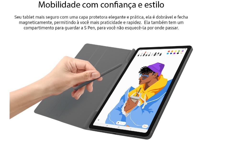 Tablet Samsung Galaxy Tab S6 Lite, 64GB, 4GB RAM, Tela 10.4′, Câmera 8MP, frontal de 5MP, 4G, Android 14