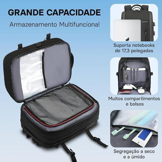 Mochila Escolar Viagem e Notebook Impermeável Reforçada Cabo USB